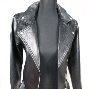 Old Navy Faux- Leather Belted Biker Jacket Size Size Small